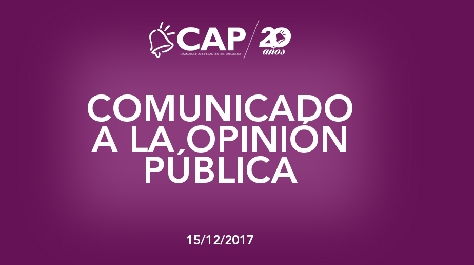 COMUNICADO A LA OPINIÓN PÚBLICA – 15 / 12 / 2017