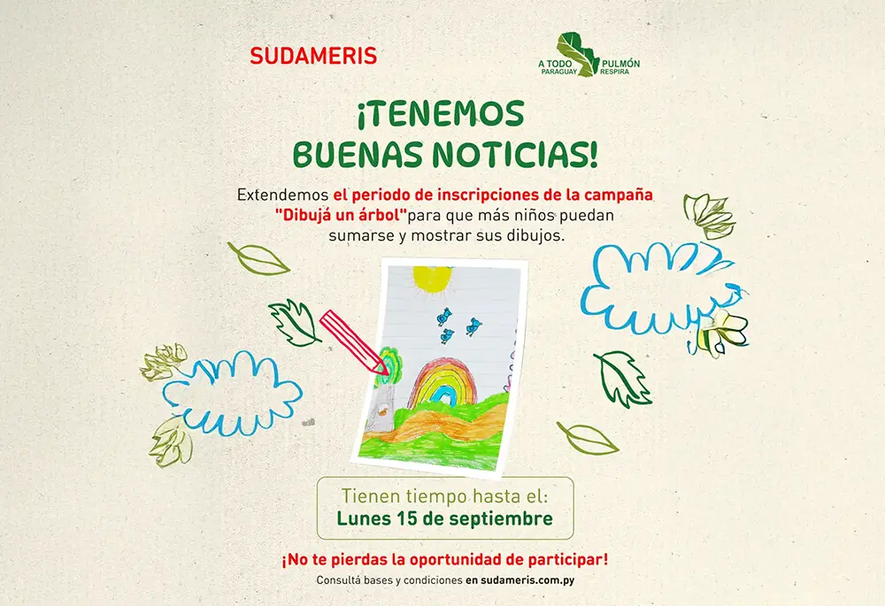 Sudameris y A Todo Pulmón extienden el plazo del concurso nacional “Dibujá un árbol”